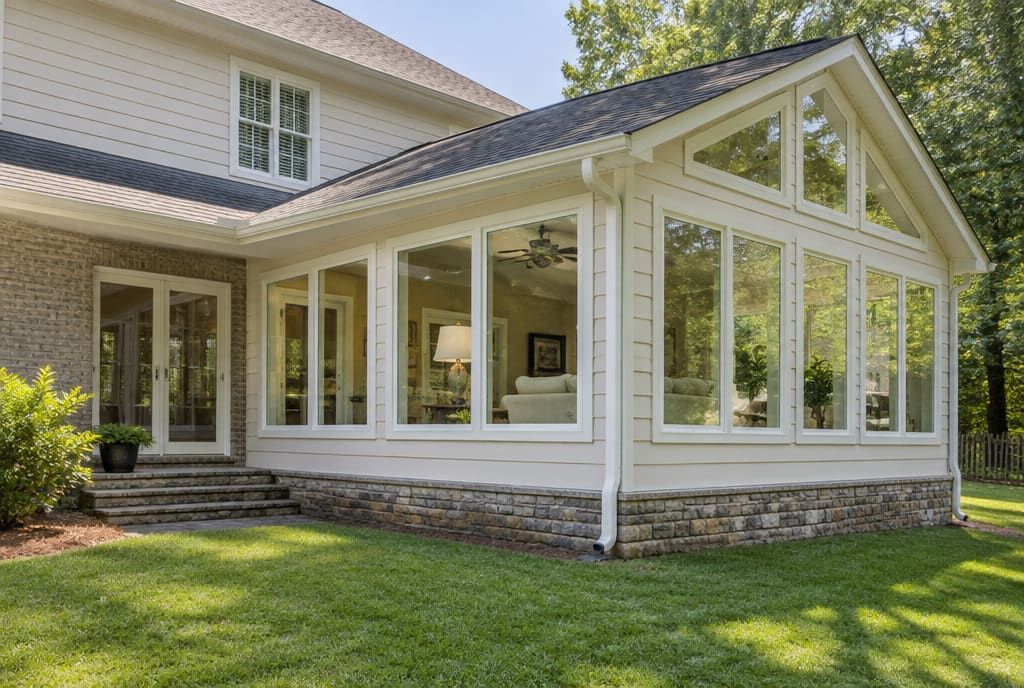 Home addition with large windows and finished exterior matching the main house